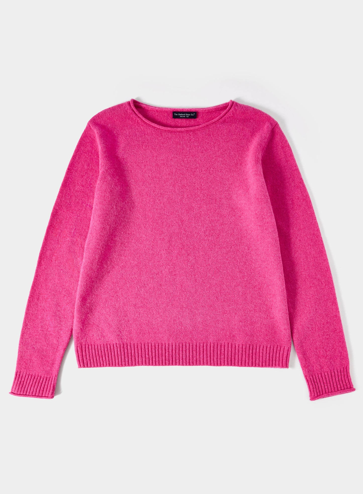 Roll Edge Neck Jumper - Pink
