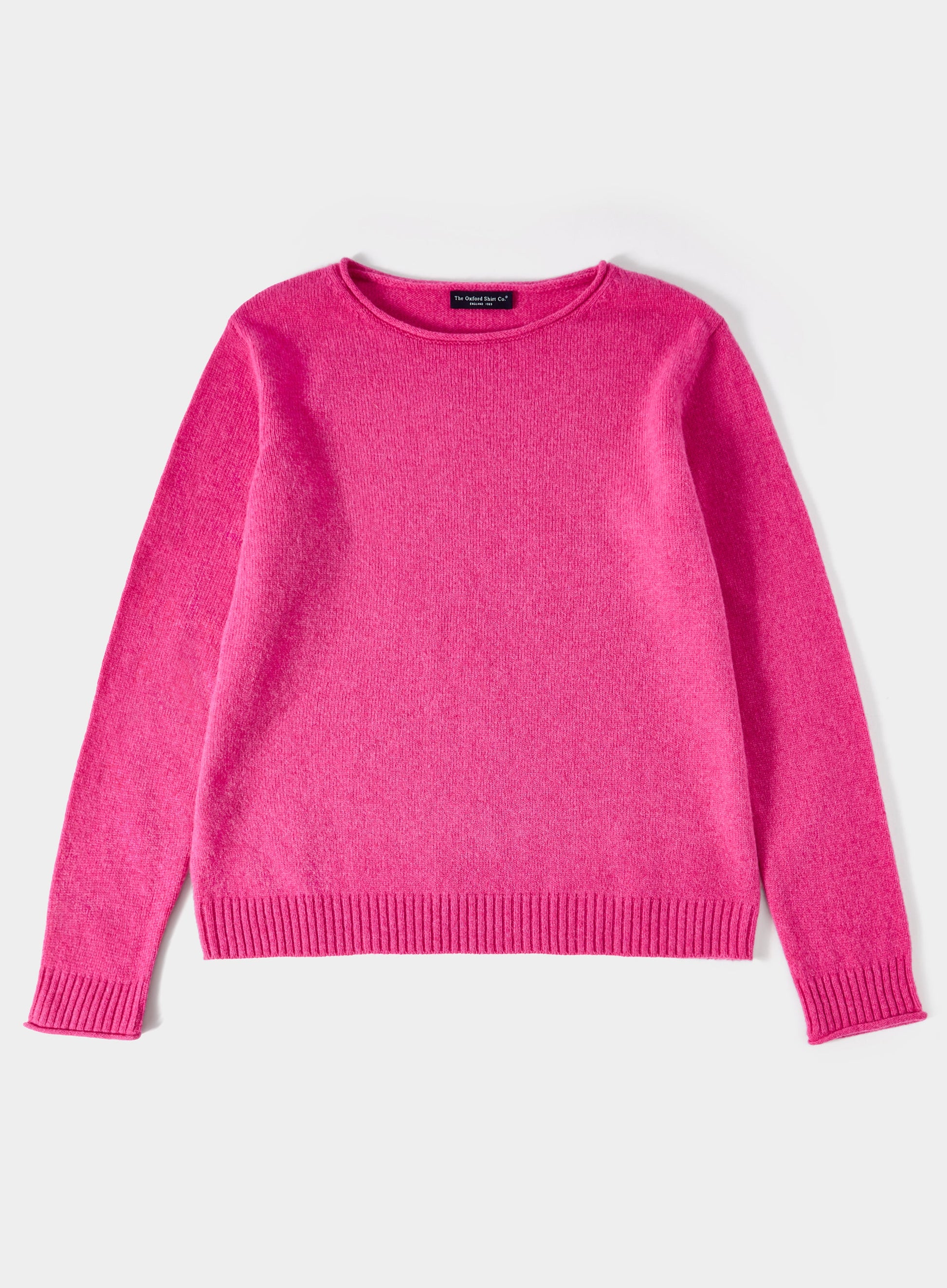 Roll Edge Neck Jumper - Pink