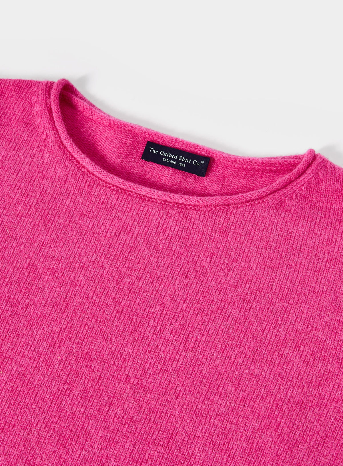 Roll Edge Neck Jumper - Pink