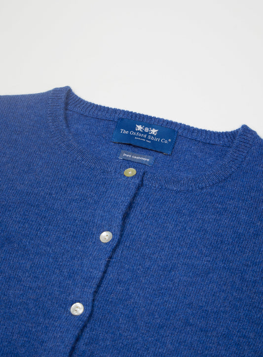 Women’s cashmere cardigan in Denim.