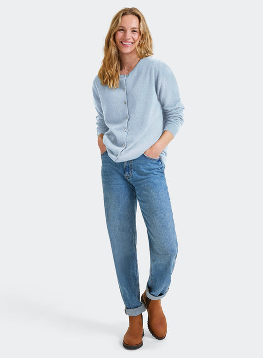 Women’s cashmere cardigan in Frost.