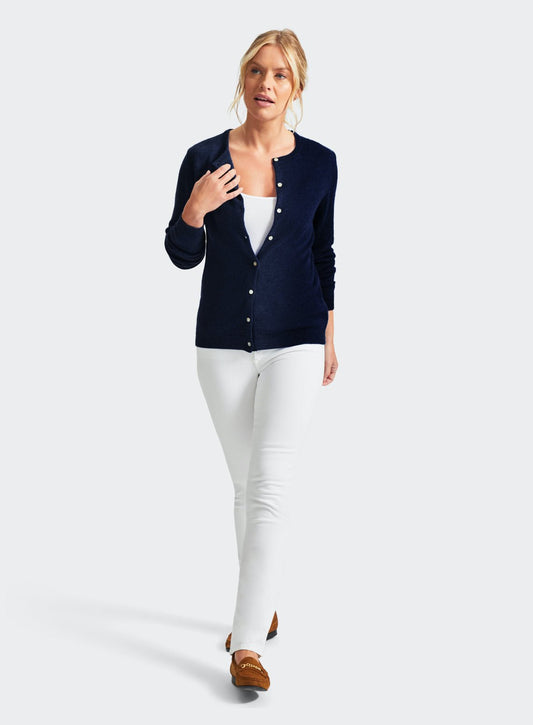 Women’s cashmere cardigan in Navy.