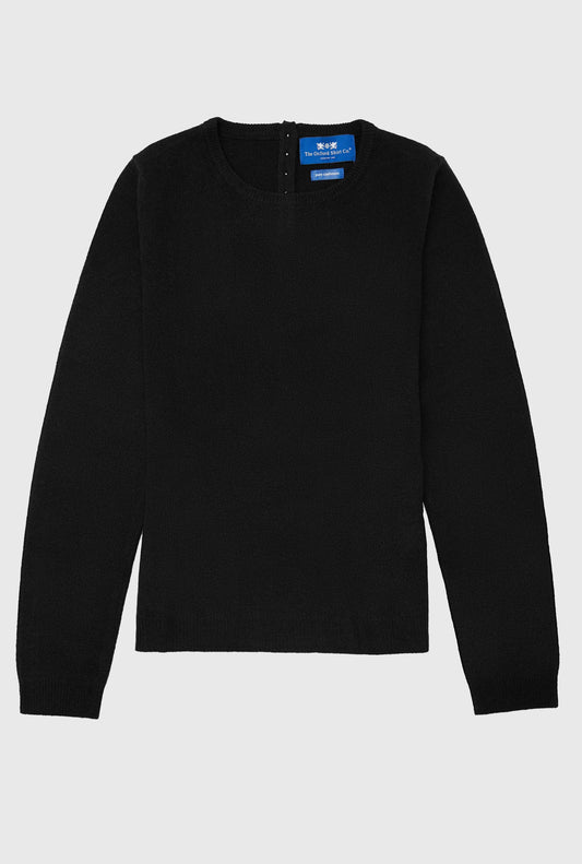 Women’s cashmere crew neck jumper in Black.