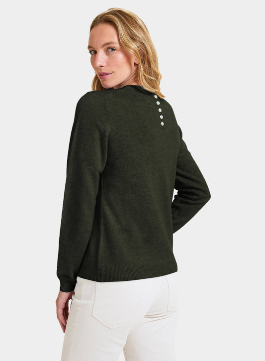 Women’s cashmere crew neck jumper in Highland Green.