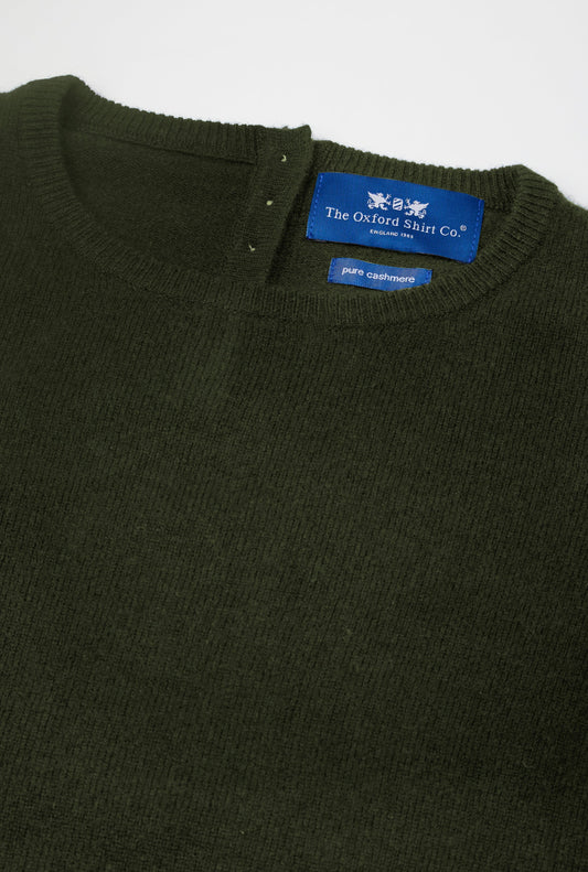 Women’s cashmere crew neck jumper in Highland Green.