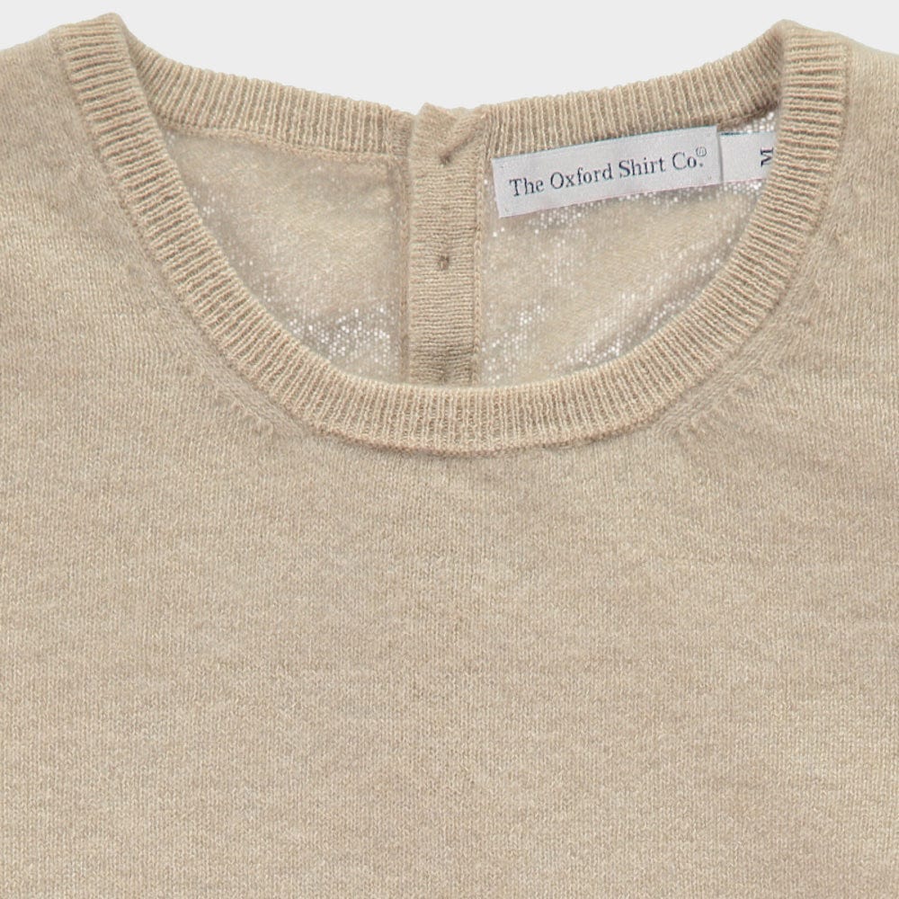 Women’s cashmere crew neck jumper in Natural.