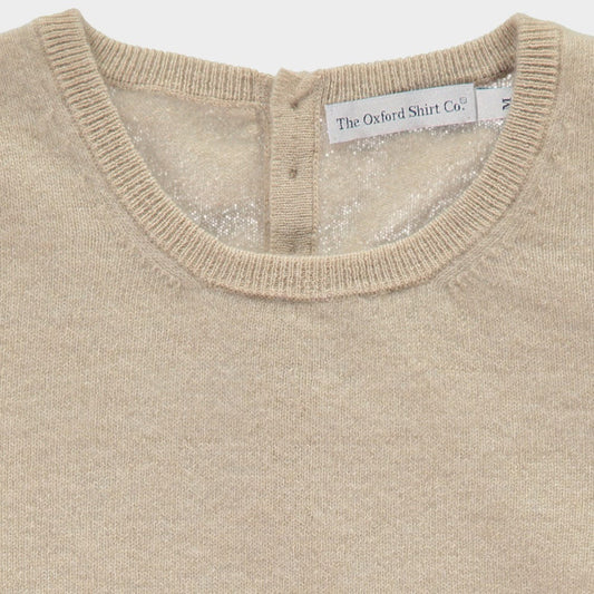 Women’s cashmere crew neck jumper in Natural.
