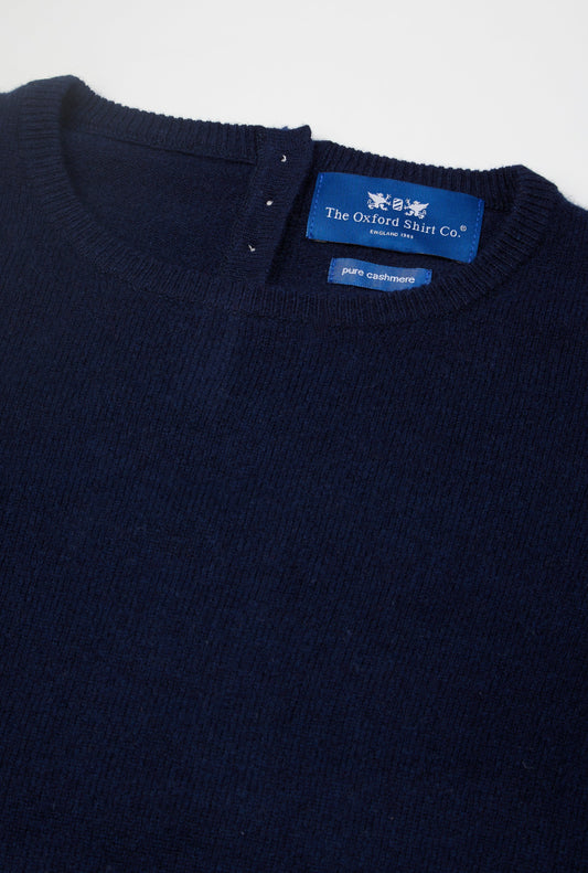 Women’s cashmere crew neck jumper in Navy.
