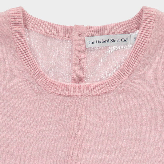 Women’s cashmere crew neck jumper in Pink.