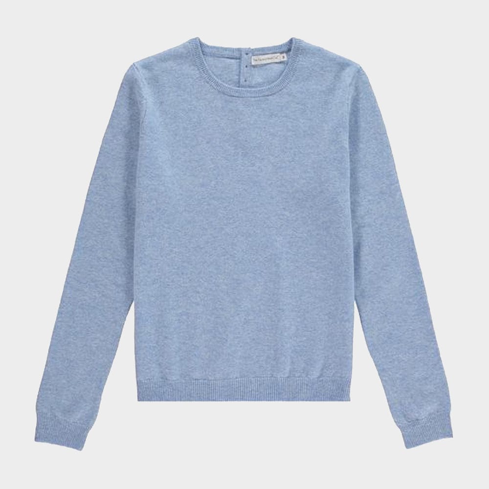 Women’s cashmere crew neck jumper in Sky.