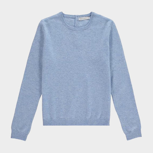 Women’s cashmere crew neck jumper in Sky.