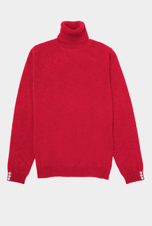 Women’s cashmere roll neck jumper in Red.
