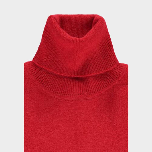 Women’s cashmere roll neck jumper in Red.