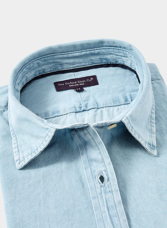 Women’s classic denim shirt.