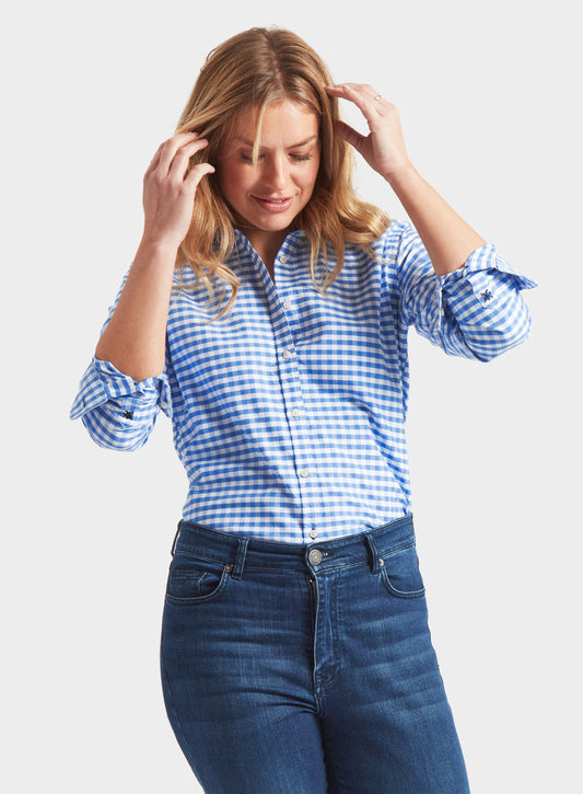 Women’s classic Oxford shirt in Blue Check.