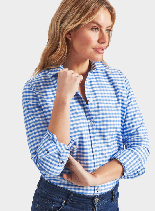Women’s classic Oxford shirt in Blue Check.