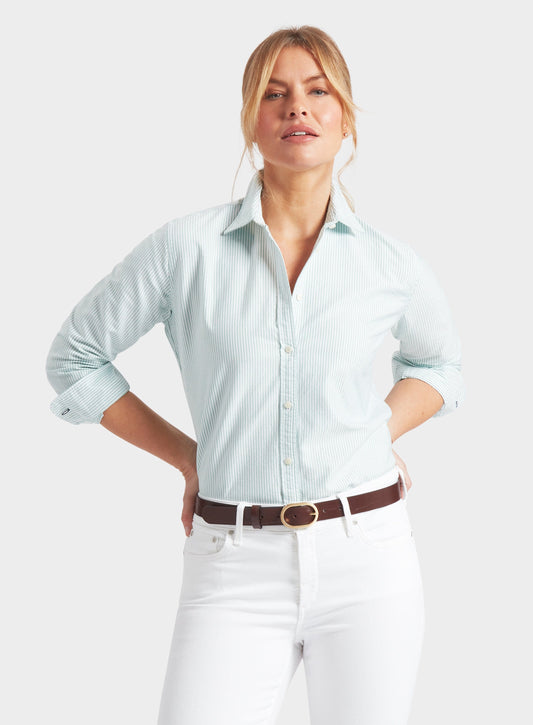 Women’s classic Oxford shirt in Green Stripe.