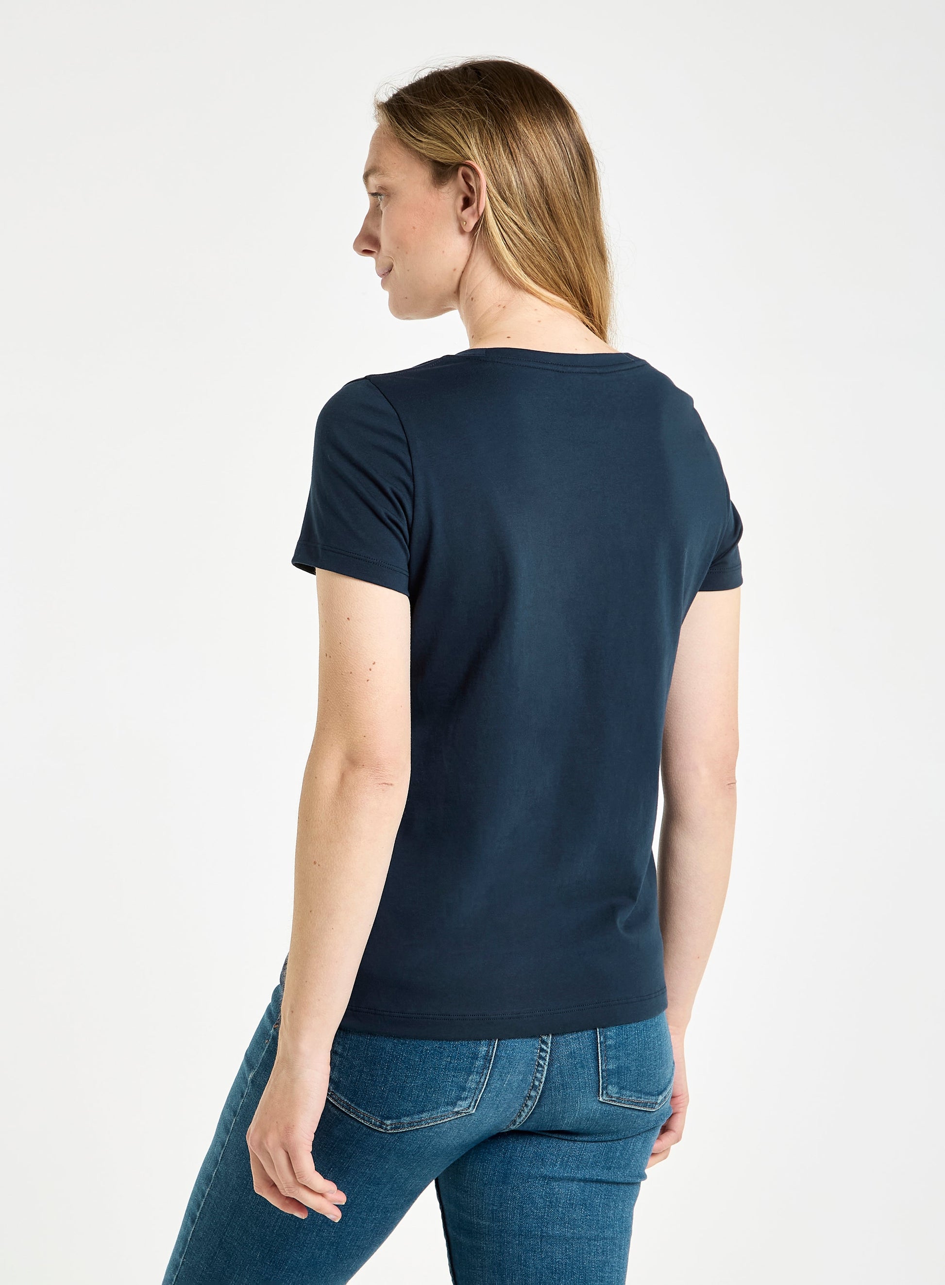 Womens Classic Scoop Neck Short - Sleeved T-Shirt in Navy