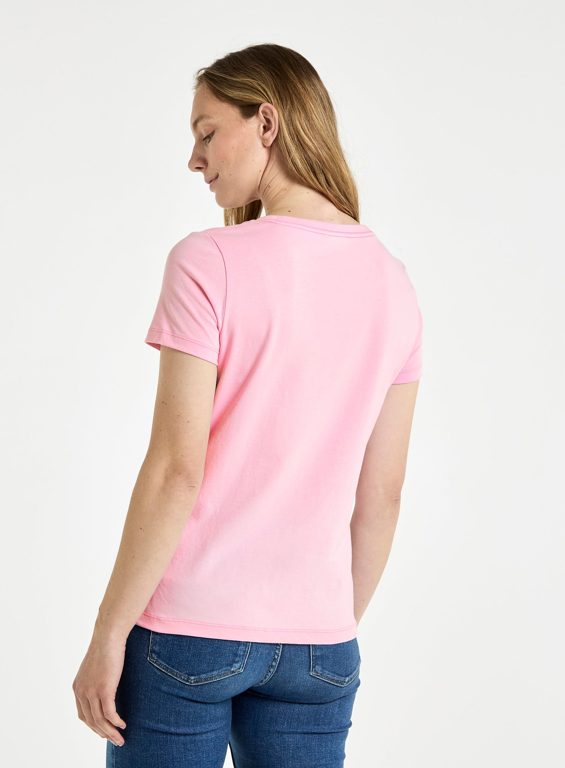 Women’s Classic Scoop Neck Short - Sleeved T-Shirt in Pink