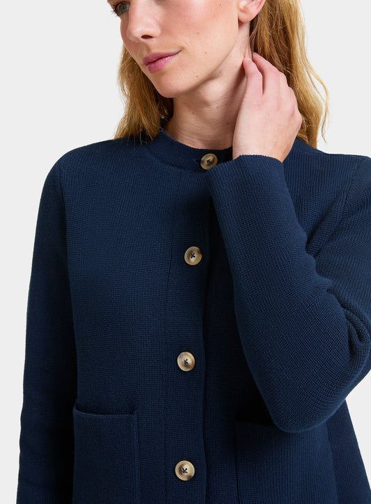 Women’s cotton cardigan in Navy.