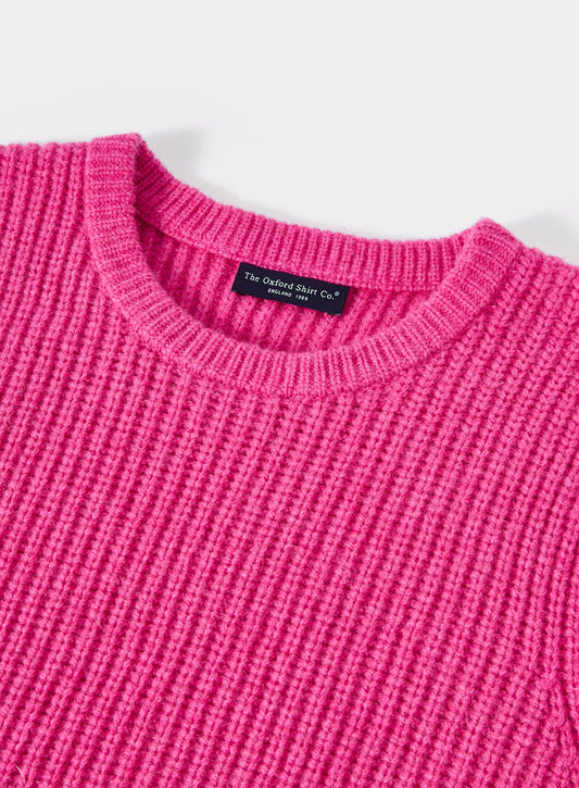 Women’s knitted rib vest in Pink.
