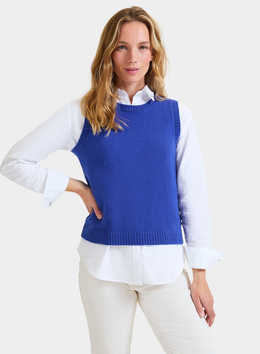 Women’s knitted vest in Blue.