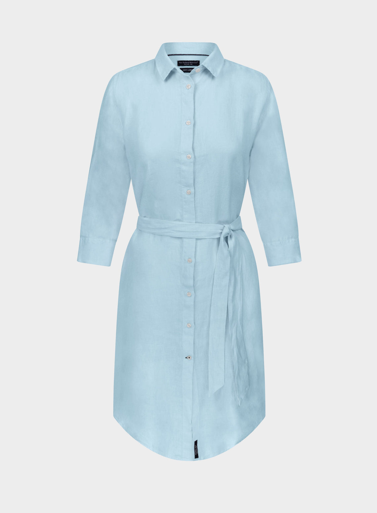 Women’s linen shirt dress in Light Blue.