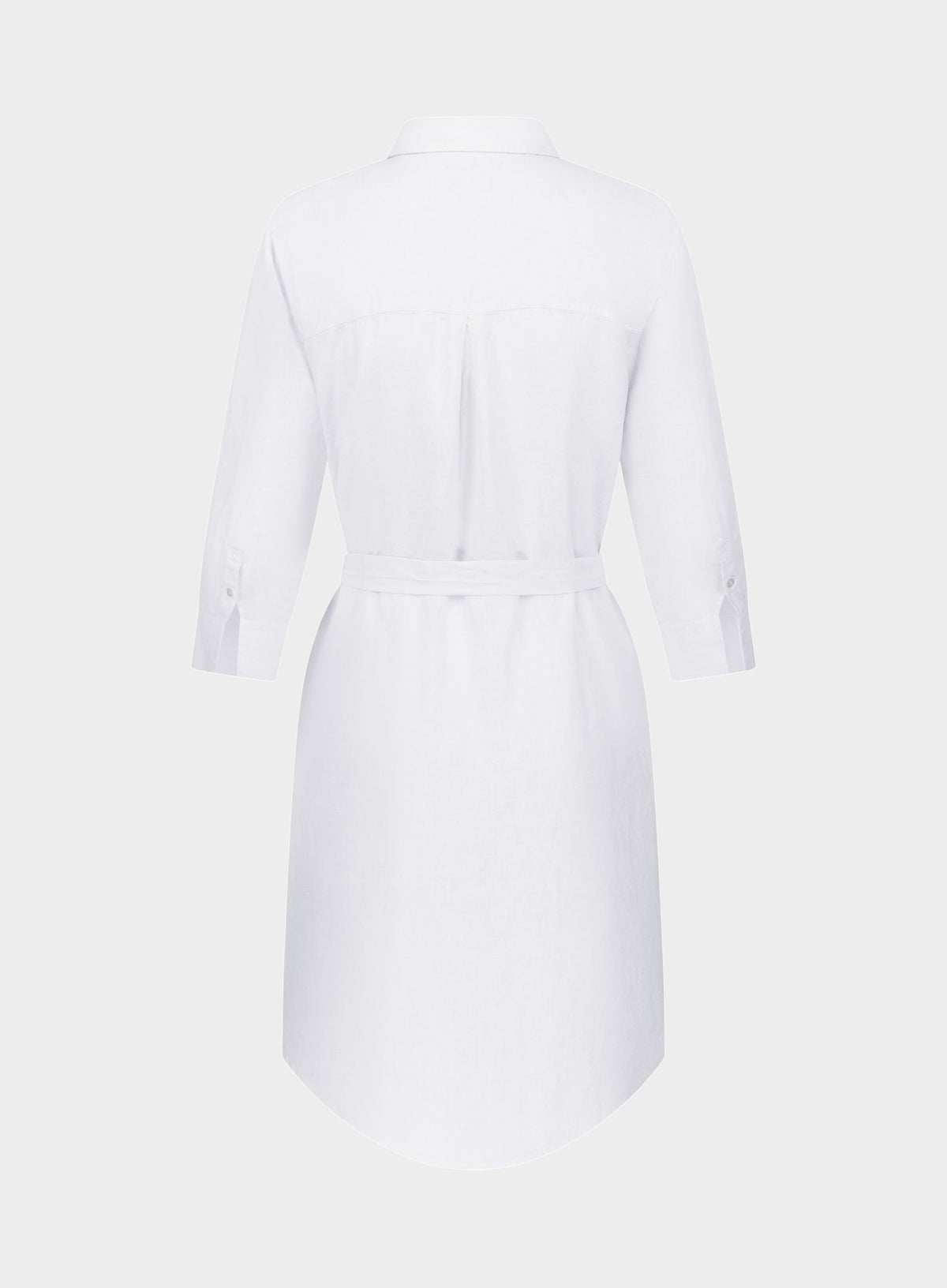 Women’s linen shirt dress in White.
