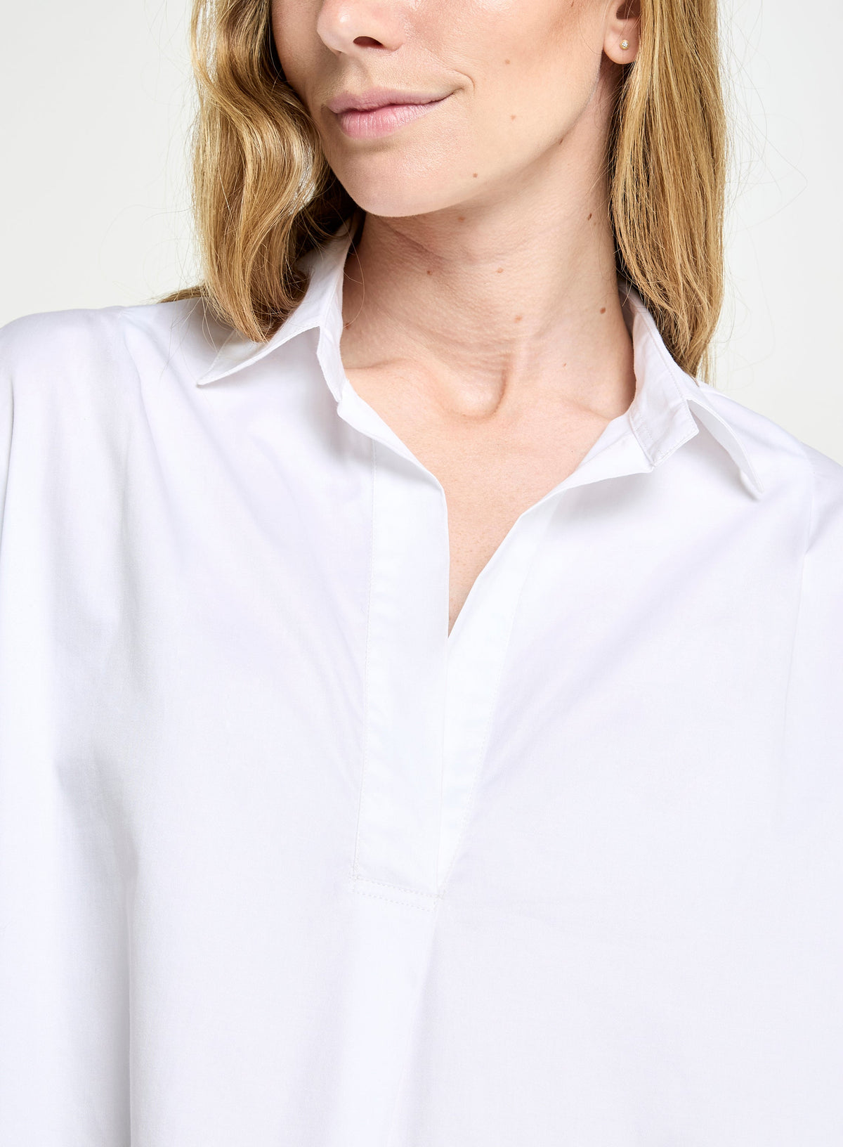 Womens Open Collar Blouse - White