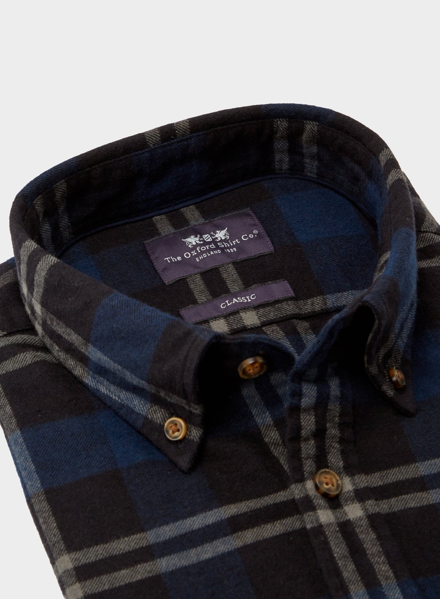 Button Down Flannel Shirt - Blue and Navy Check