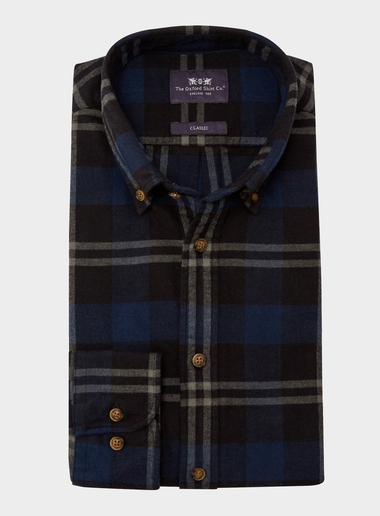 Button Down Flannel Shirt - Blue and Navy Check