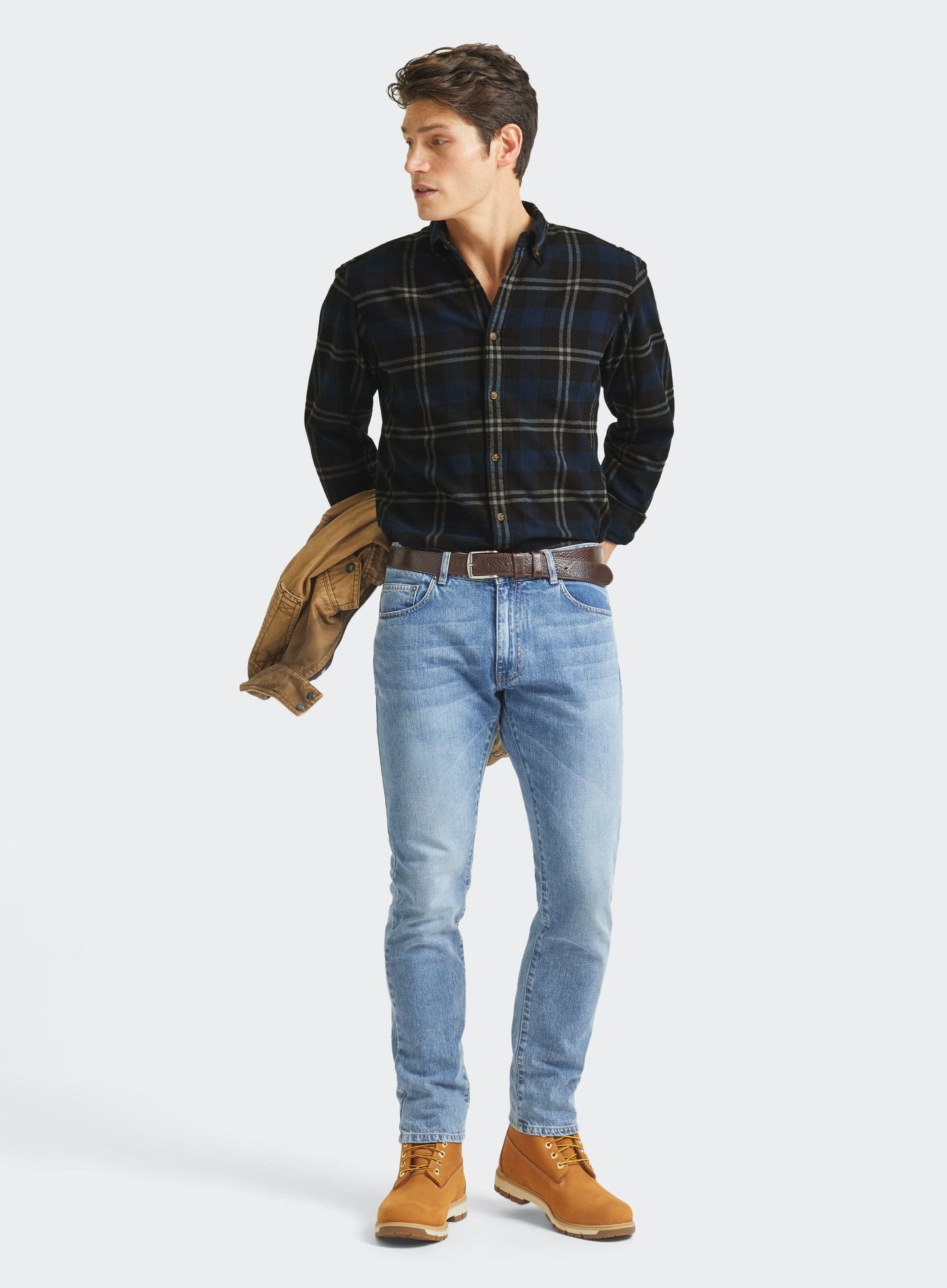 Button Down Flannel Shirt - Blue and Navy Check