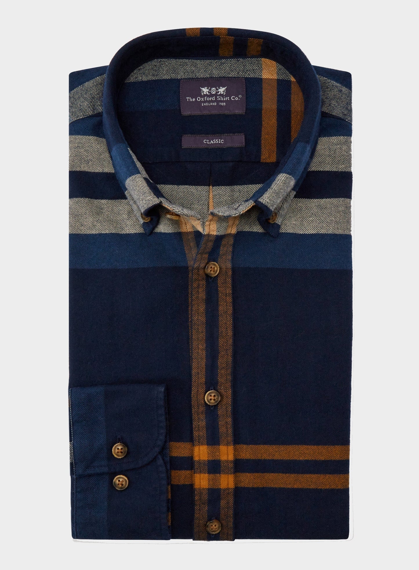 Button Down Flannel Shirt - Blue and Yellow Check