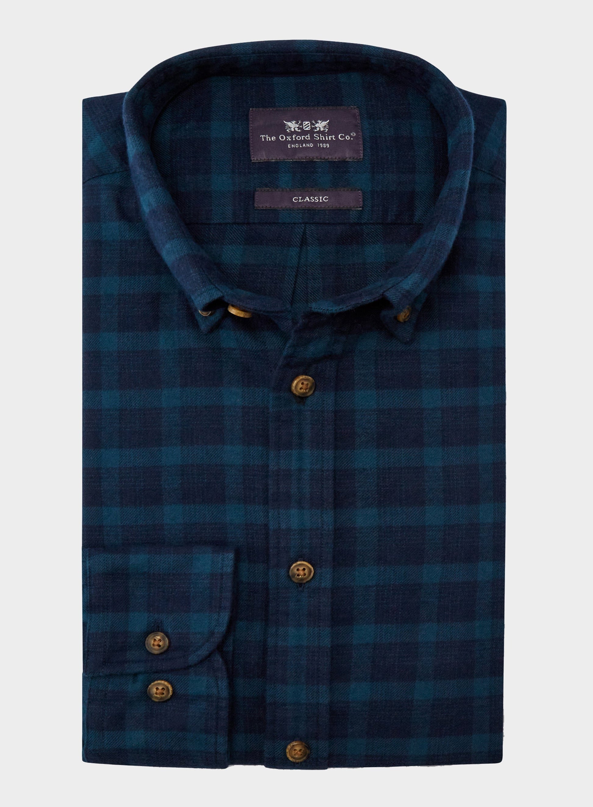 Button Down Flannel Shirt - Green Check