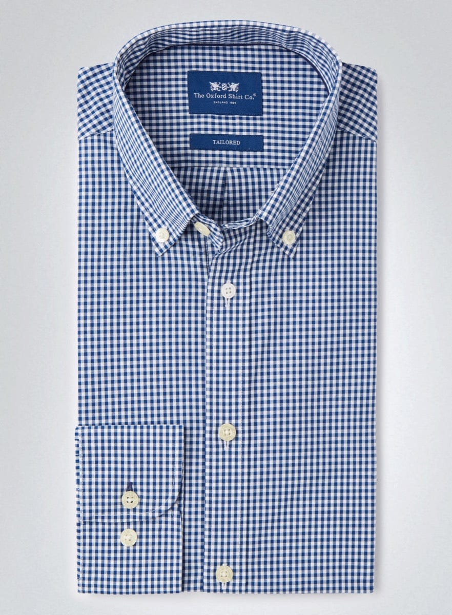 Button Down Gingham Shirt - Navy