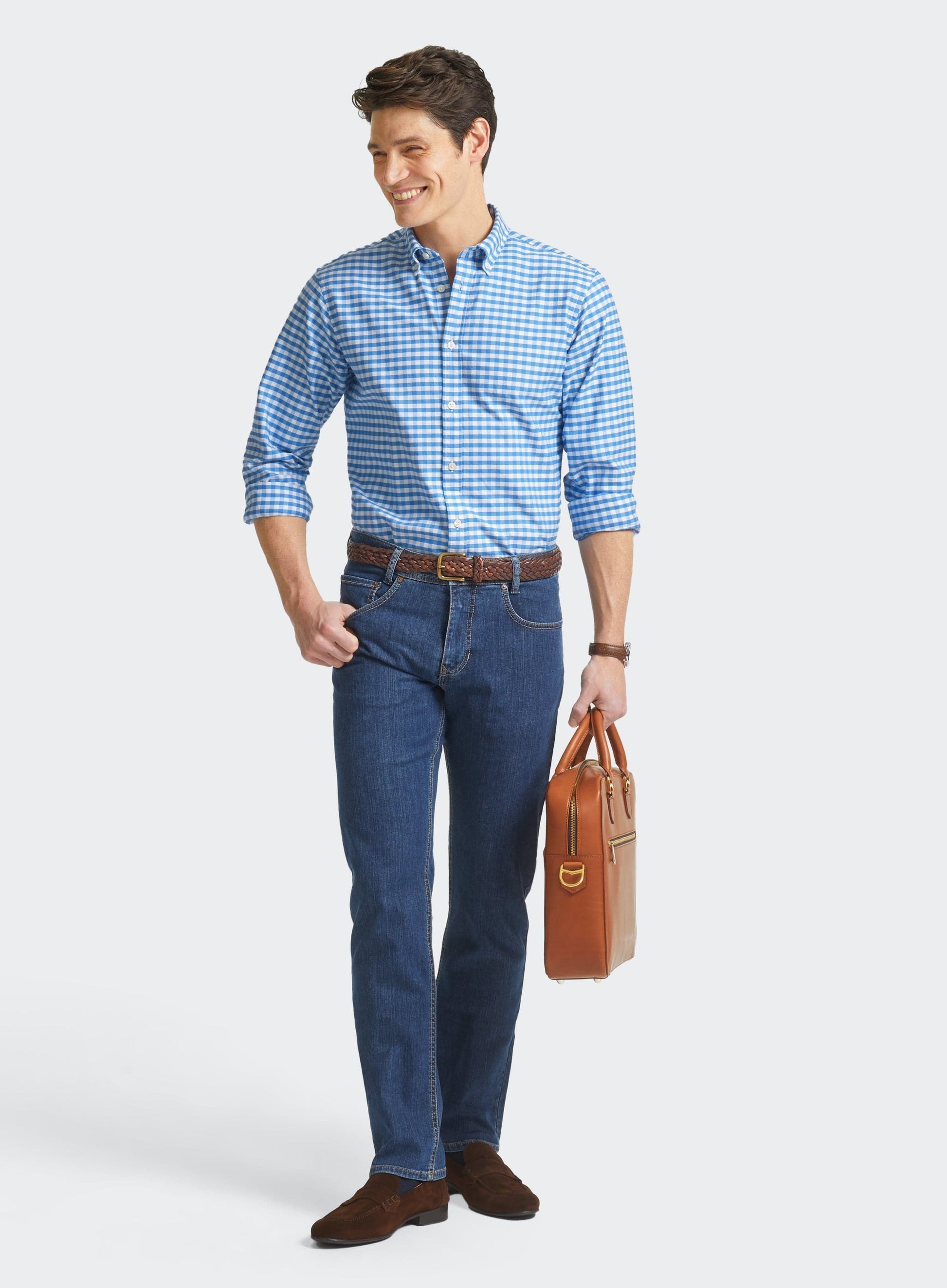 Button Down Oxford Shirt - Blue Check