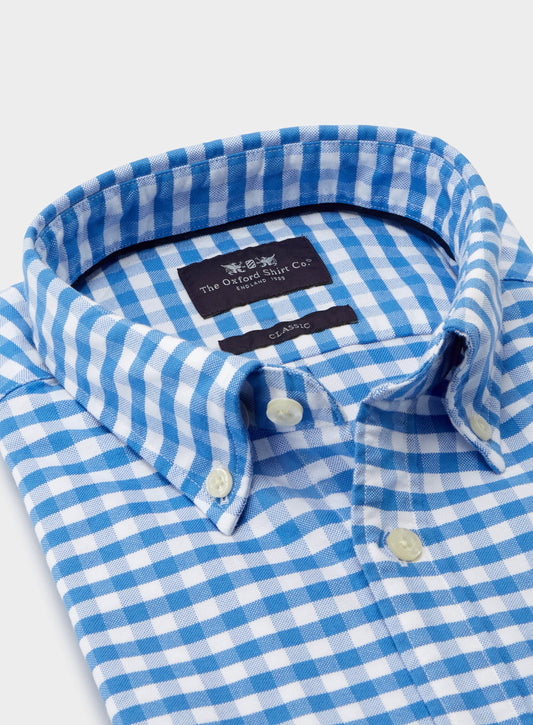 Button Down Oxford Shirt - Blue Check