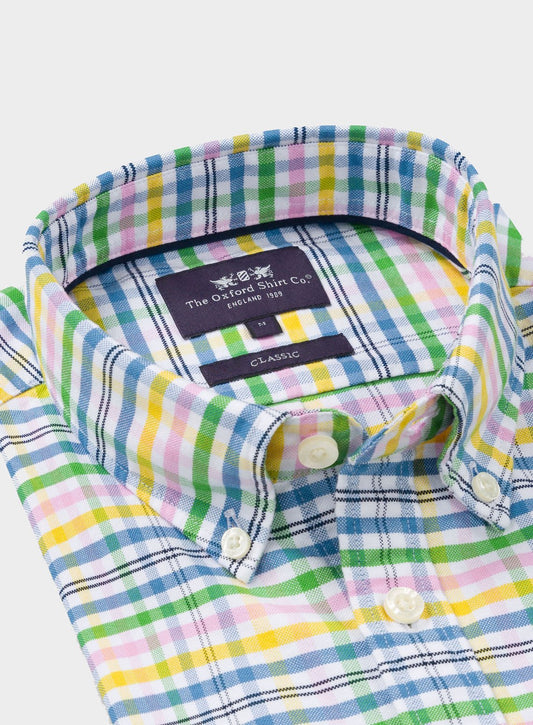 Button Down Oxford Shirt - Bright Multi Check