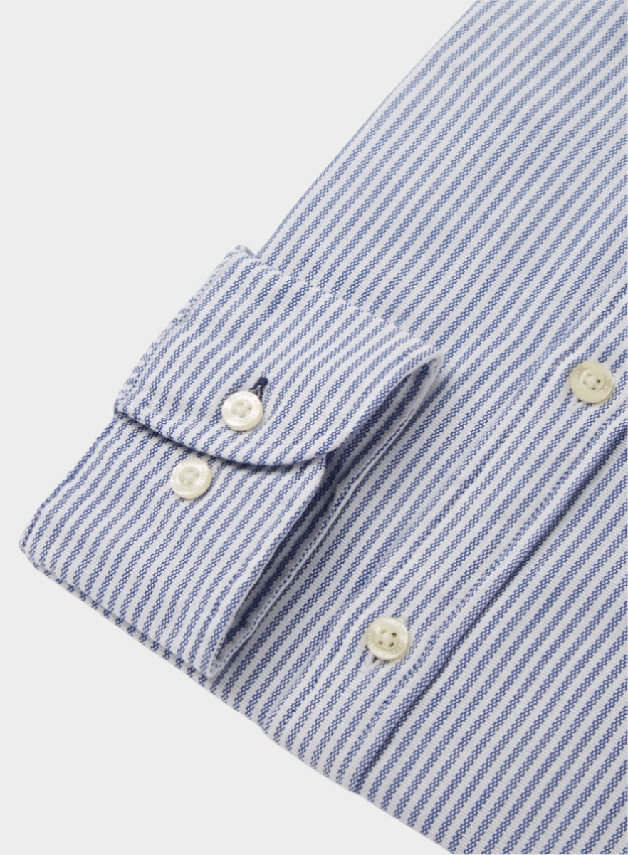 Button Down Oxford Shirt - Dark Blue Stripe