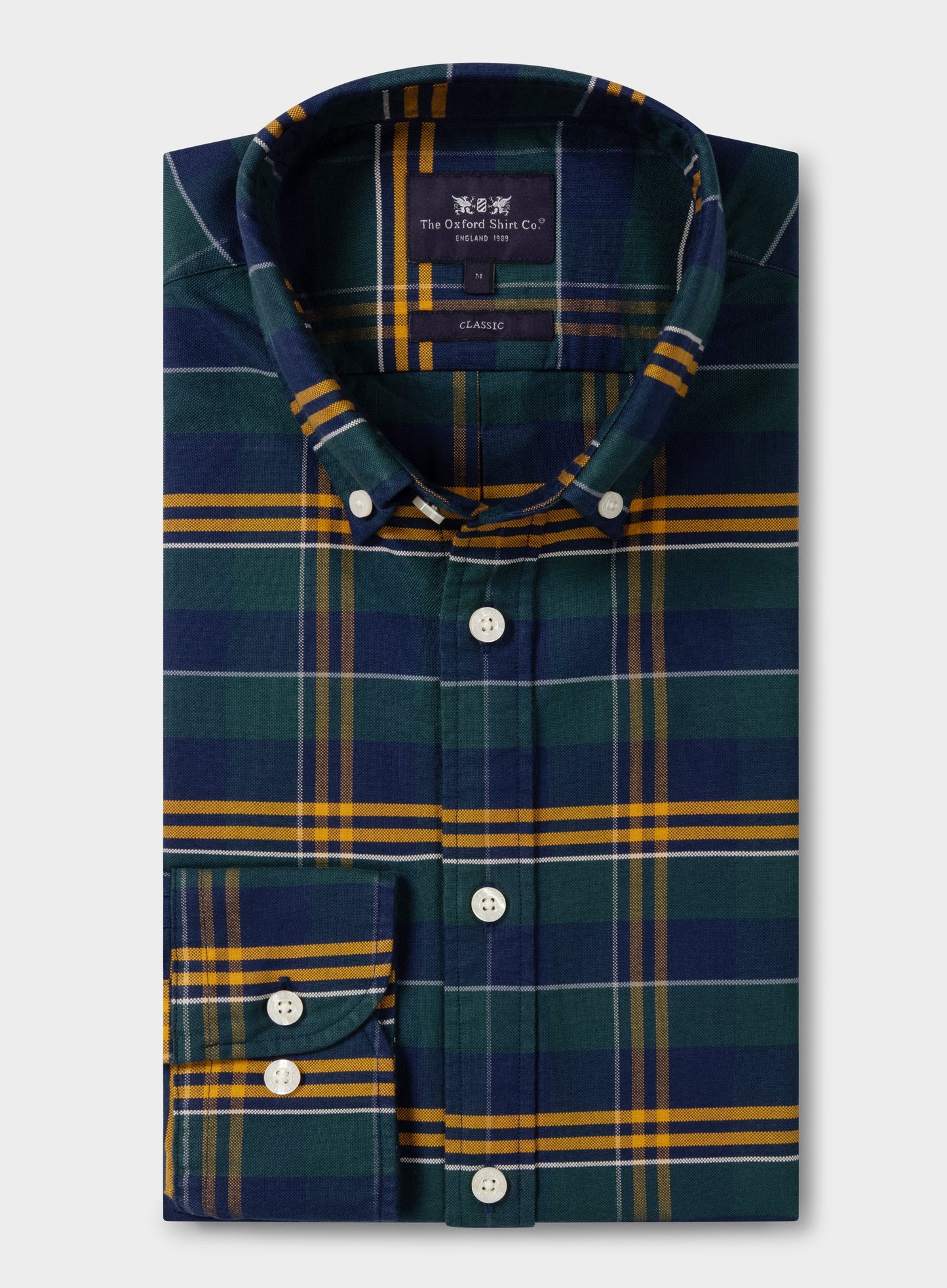 Button Down Oxford Shirt - Green and Navy Check