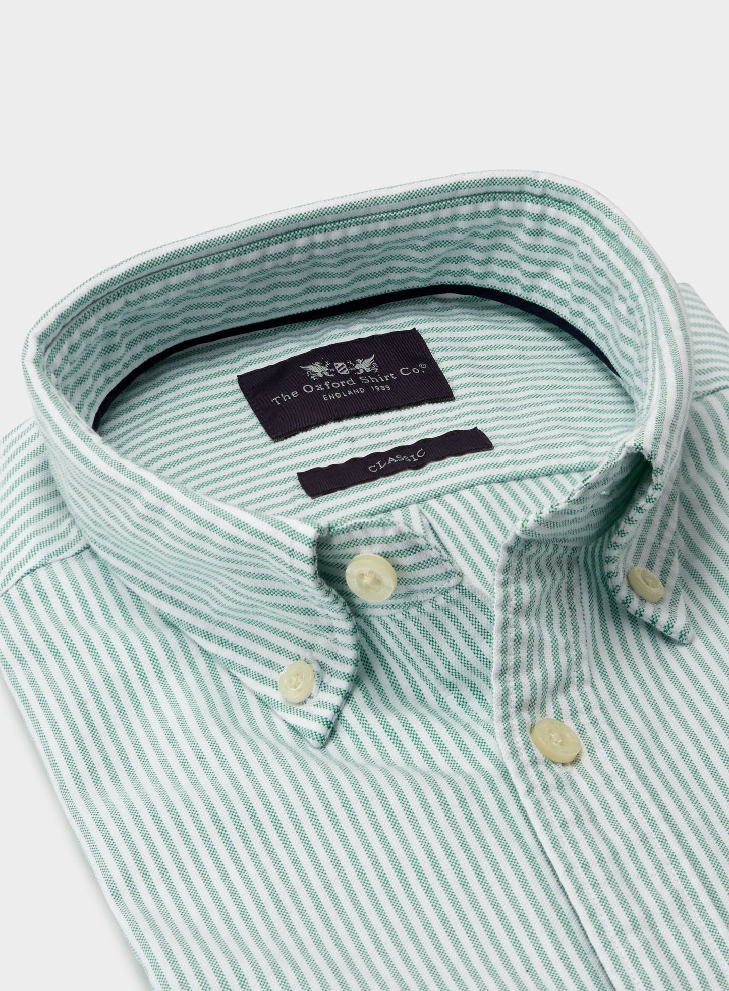 Button Down Oxford Shirt - Green Stripe