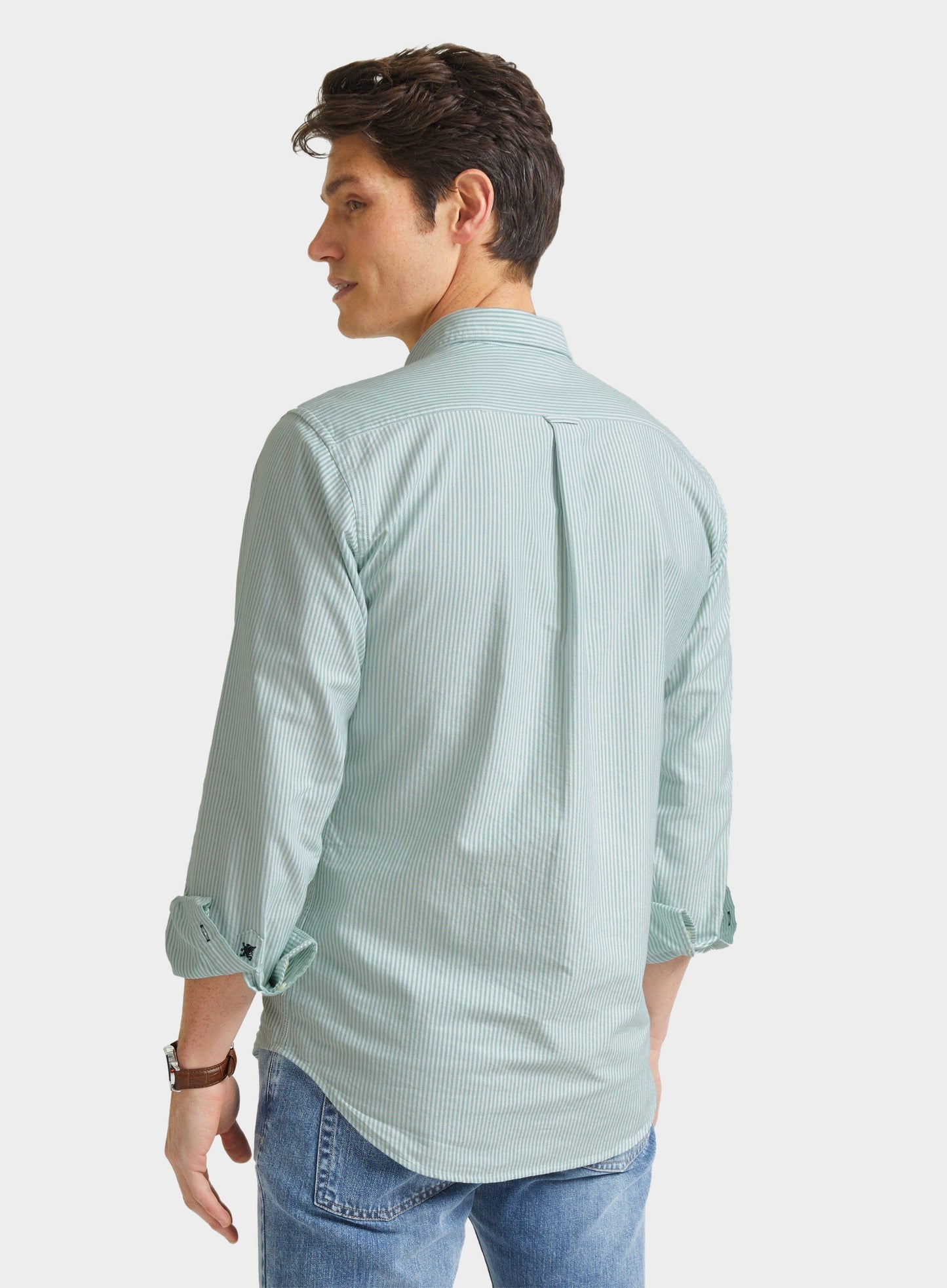 Button Down Oxford Shirt - Green Stripe