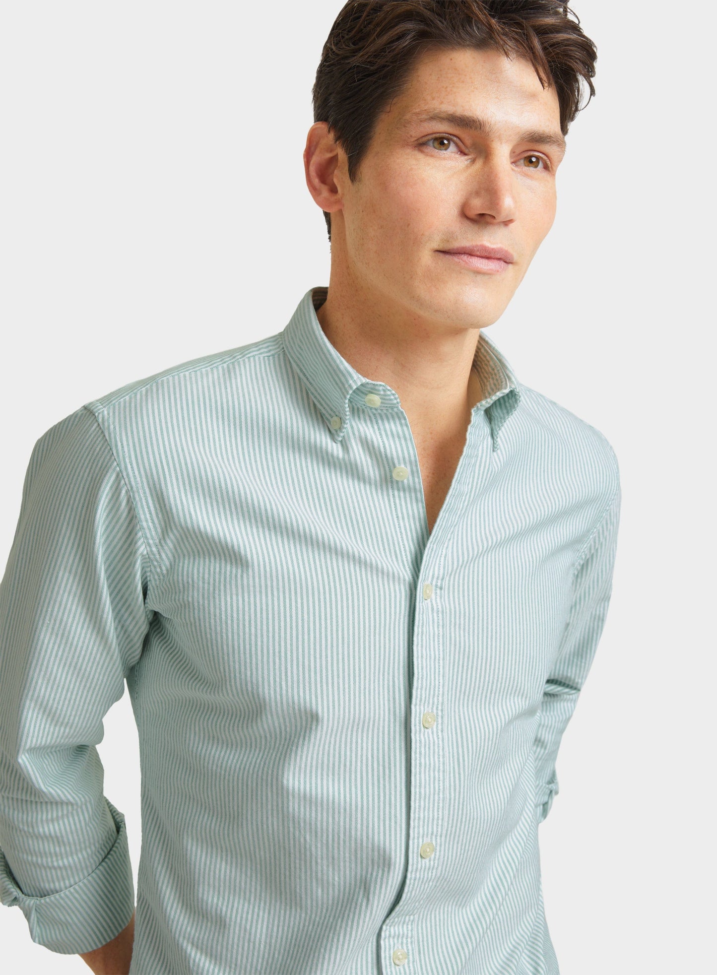 Button Down Oxford Shirt - Green Stripe