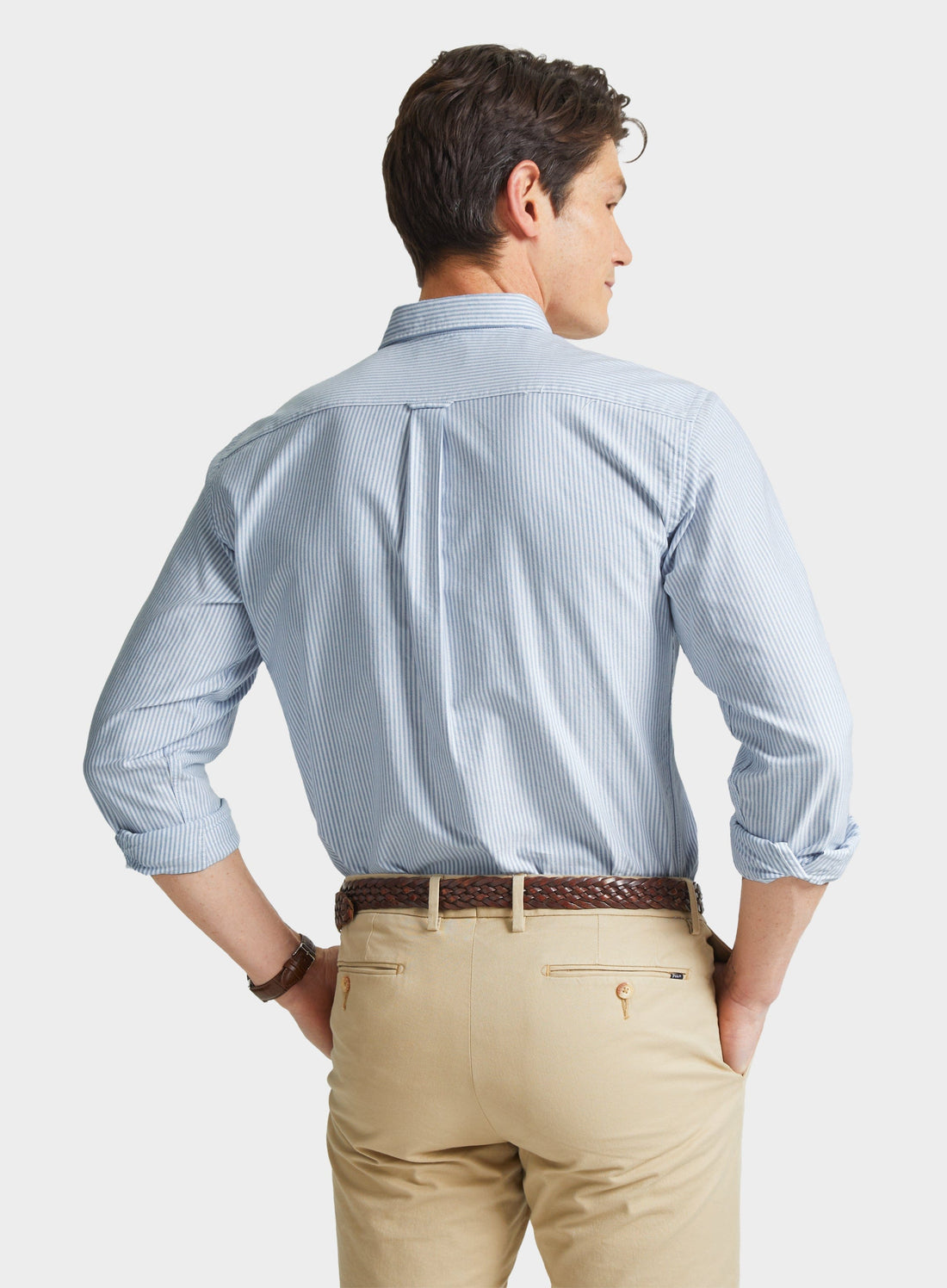 Mens Button Down Oxford Shirt in Blue Stripe - Oxford Shirt Co.