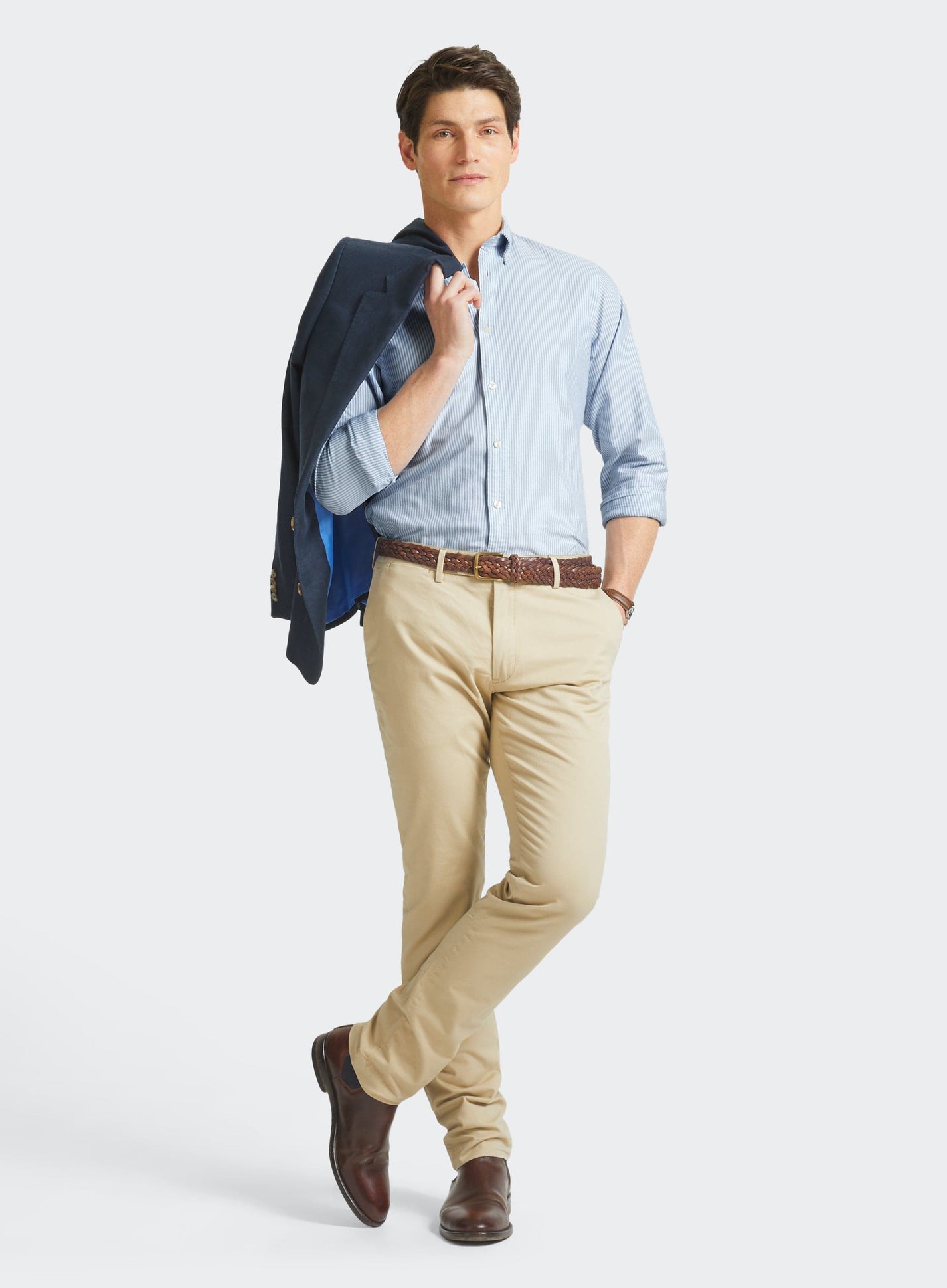 Mens Button Down Oxford Shirt in Blue Stripe - Oxford Shirt Co.