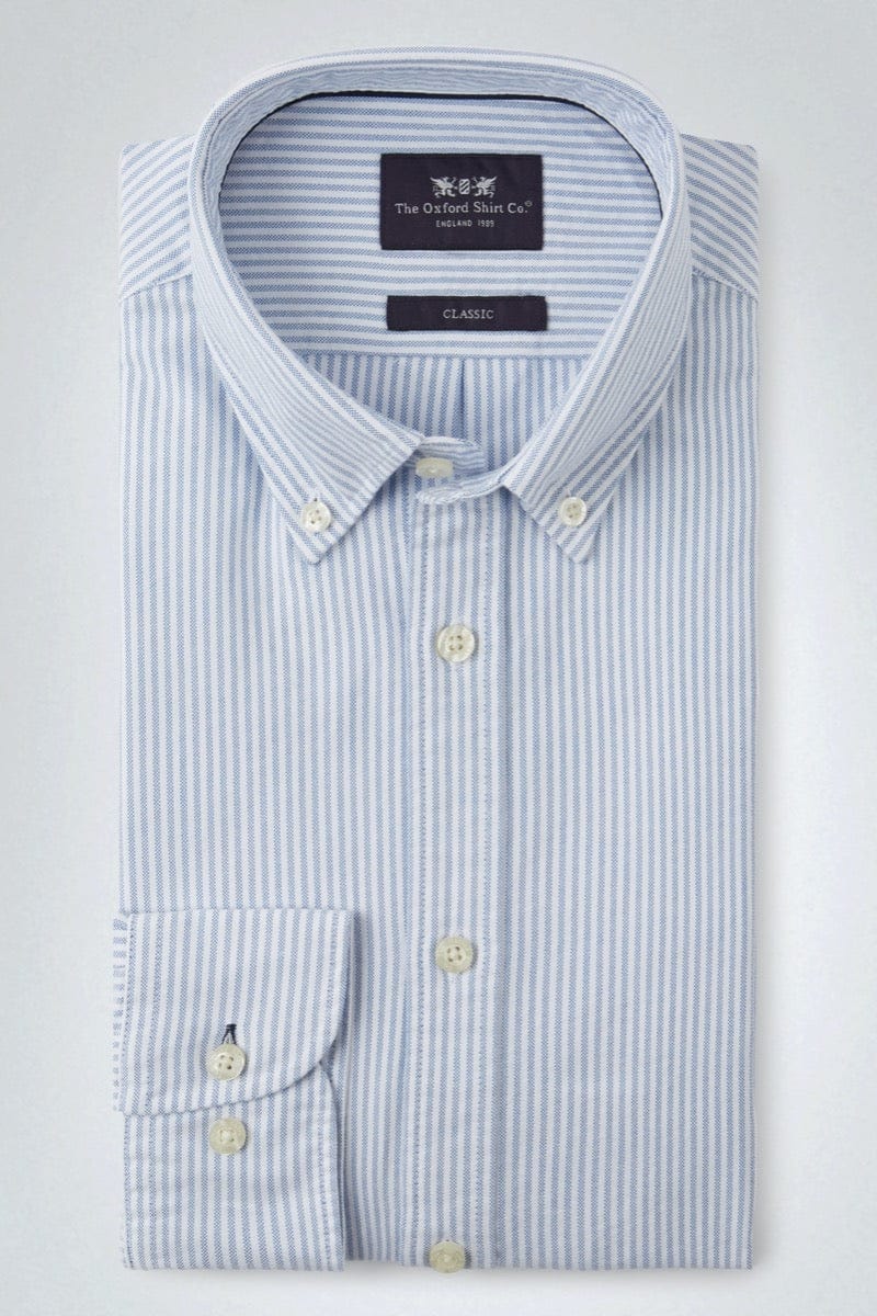 Button Down Oxford Shirt - Light Blue Stripe