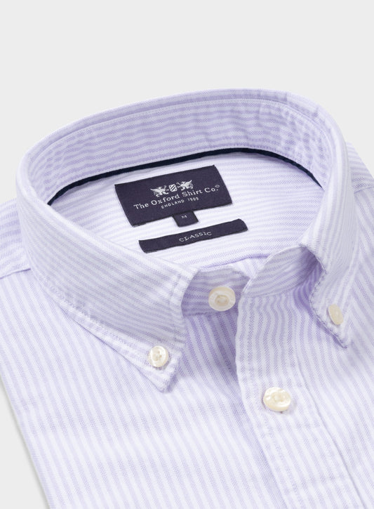 Button Down Oxford Shirt - Lilac Stripe