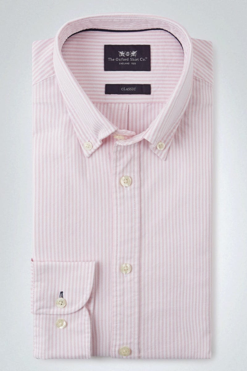 Button Down Oxford Shirt - Pink Stripe