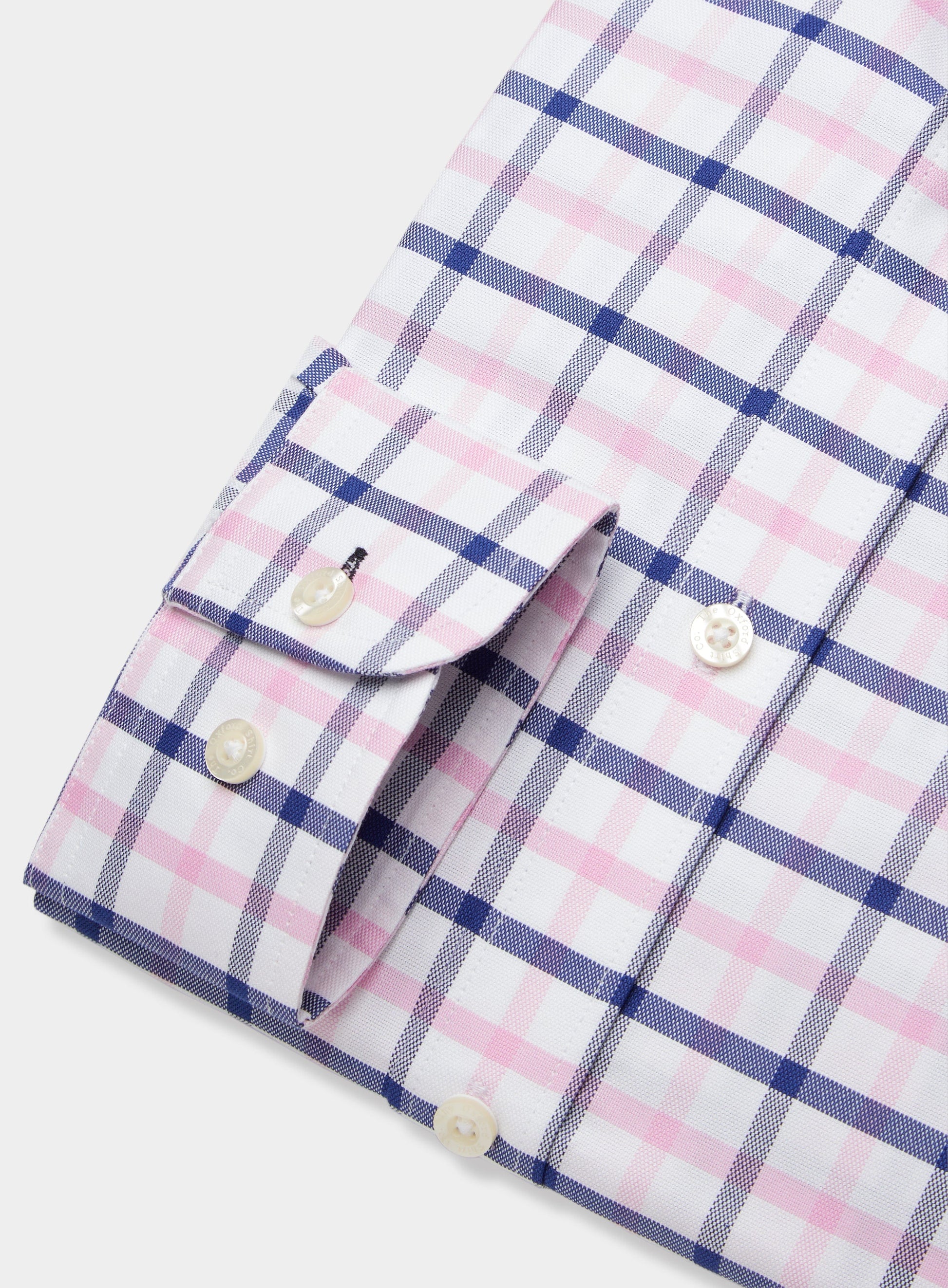 Button Down Shirt in Navy and Pink Check