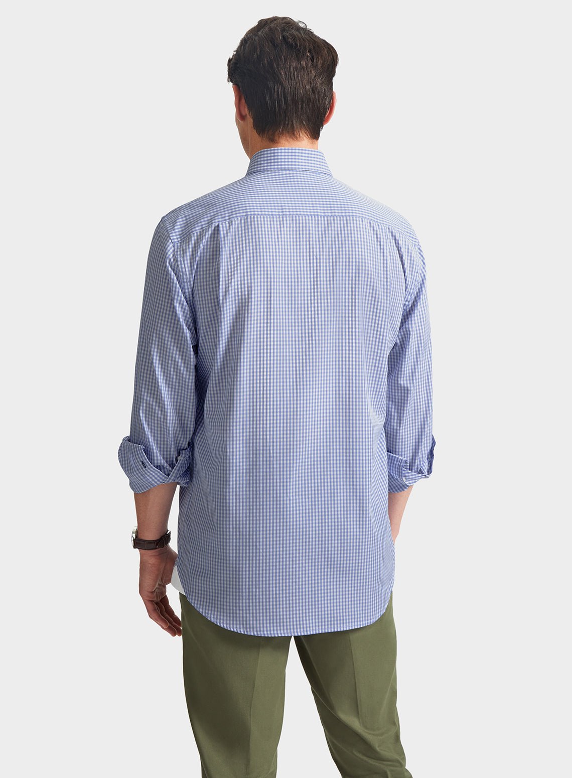 Button Down Shirt in Pale Blue Gingham